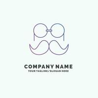 moustache. Hipster. movember. glasses. men Purple Business Logo Template. Place for Tagline vector