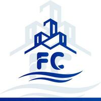 Blue real estate logo for your company, and YouTube logo design vector
