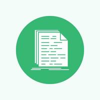Code. coding. doc. programming. script White Glyph Icon in Circle. Vector Button illustration