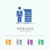 Business. explanation. graph. meeting. presentation 5 Color Glyph Web Icon Template isolated on white. Vector illustration