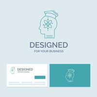 capability. head. human. knowledge. skill Business Logo Line Icon Symbol for your business. Turquoise Business Cards with Brand logo template