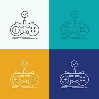 Check. controller. game. gamepad. gaming Icon Over Various Background. Line style design. designed for web and app. Eps 10 vector illustration