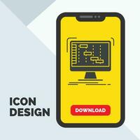 Ableton. application. daw. digital. sequencer Glyph Icon in Mobile for Download Page. Yellow Background vector