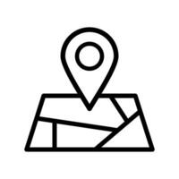 map and pin outline icon vector