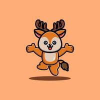 Cute deer jumping mascot character vector