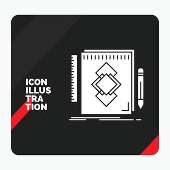 Red and Black Creative presentation Background for design. Tool. identity. draw. development Glyph Icon vector