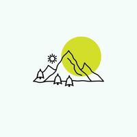 mountain. landscape. hill. nature. tree Line Icon vector