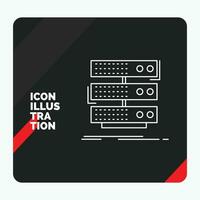 Red and Black Creative presentation Background for server. storage. rack. database. data Line Icon vector