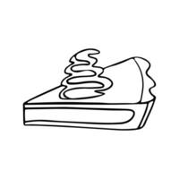 Piece of cake with cream in doodle style vector