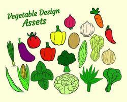 Vegetables Design Asset Vector Illustrations
