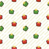 caja de regalo verde y roja patrón sin costuras envoltura de regalo fondo kawaii doodle vector ilustración