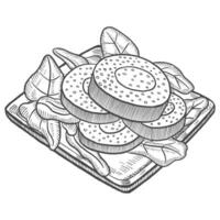 black pudding british or england food cuisine isolated doodle hand drawn sketch with outline style vector