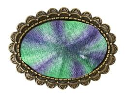 bronze brooch with batik hand-painted silk insert photo