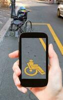 taking photo of parking space for disabled people