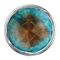 round brooch with batik hand-dyed silk insert photo