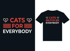 ilustraciones de gatos para todos para el diseño de camisetas listas para imprimir vector