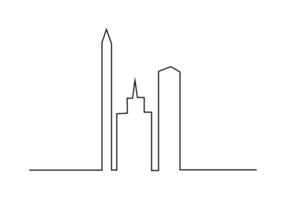 One continuous single line of establishing exteriors towers vector