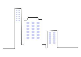 una sola línea continua de establecimiento de edificios exteriores vector