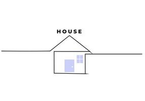 One continuous single line of establishing exteriors house vector