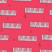 Chaotic Pianoforte musical grand piano octaves, sketch drawing. Vector seamless doodle square pattern with hand drawn piano, harpsichord keys. Musical octave.