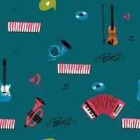 seamless pattern Vector music pattern with Musical instruments . Hand drawn background. Great for textiles, wrapping paper, wallpapers.