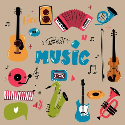 Big collection of cartoon music instruments. Vector illustration 12861744 Vector Art at Vecteezy Big collection of cartoon music instruments. Vector illustration 12861744 Vector Art at Vecteezy