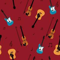 Violin. Vector illustration of a violin isolated on white. seamless, pattern Musical instruments . Hand drawn background. Great for textiles, wrapping paper, wallpapers.