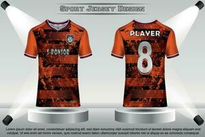 Soccer jersey mockup football jersey design on the podium sublimation sport t shirt design collection for racing, cycling, gaming, motocross vector