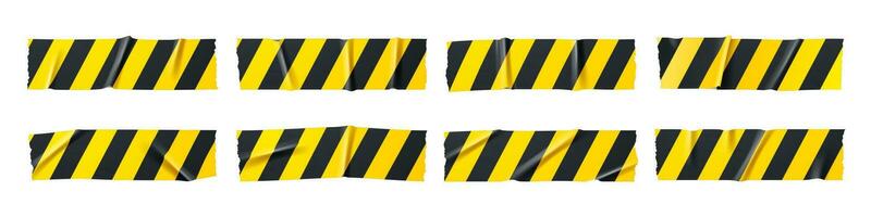 trozos de cinta adhesiva con rayas negras y amarillas vector