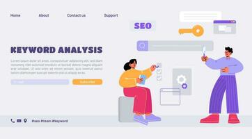 Keyword analysis landing page, keywordist services vector