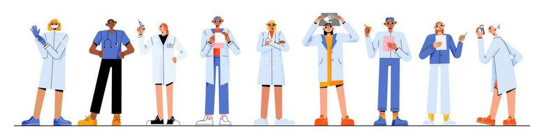 Doctors and nurses hospital staff characters team vector