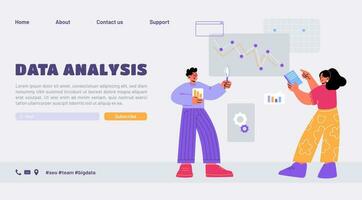 Data analysis landing page with business analysts vector