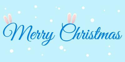 inscription with ears and merry christmas vector