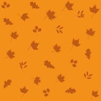 Autumn leaves seamless pattern with orange background vector