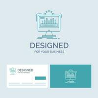 dashboard. admin. monitor. monitoring. processing Business Logo Line Icon Symbol for your business. Turquoise Business Cards with Brand logo template vector