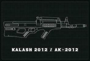 arma ak rifle de asalto blueprint fondo simple vektor diseño plano vector