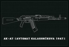 Weapon AK Assault Rifle Blueprint Background Simple Vektor Flat Design vector