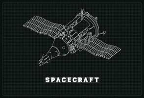 Spacecraft Blueprint Background Simple Vektor Flat Design vector