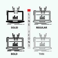 Analysis. analytical. management. online. platform Icon in Thin. Regular. Bold Line and Glyph Style. Vector illustration