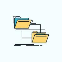 folder. file. management. move. copy Flat Icon. green and Yellow sign and symbols for website and Mobile appliation. vector illustration