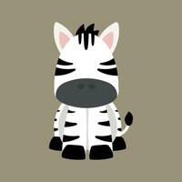 Hand Drawn Cute Zebra Sitting Wild Animal in Animated Cartoon Vector Illustration