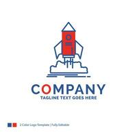 Company Name Logo Design For launch. startup. ship. shuttle. mission. Blue and red Brand Name Design with place for Tagline. Abstract Creative Logo template for Small and Large Business. vector