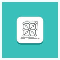 Round Button for Data. framework. App. cluster. complex Line icon Turquoise Background vector