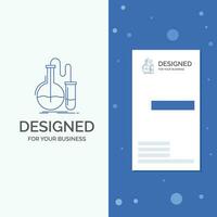 Business Logo for Analysis. chemistry. flask. research. test. Vertical Blue Business .Visiting Card template vector