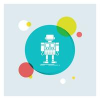 autonomous. machine. robot. robotic. technology White Glyph Icon colorful Circle Background vector