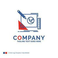 Company Name Logo Design For logo. design. creative. idea. design process. Blue and red Brand Name Design with place for Tagline. Abstract Creative Logo template for Small and Large Business. vector