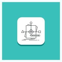 Round Button for Algorithm. business. foretelling. pattern. plan Line icon Turquoise Background vector