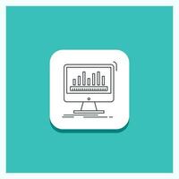 Round Button for analytics. processing. dashboard. data. stats Line icon Turquoise Background vector