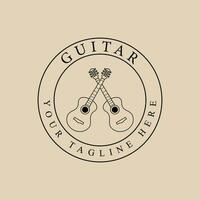 guitar line art logo, icon and symbol, with emblem vector illustration design