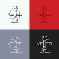 Build. design. develop. sketch. tools Icon Over Various Background. Line style design. designed for web and app. Eps 10 vector illustration